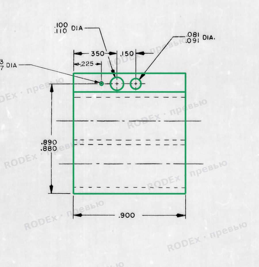 Наложение модели на чертёж: Держатель (HOLDER, COMPONENT — STRAND GATE MODULE), NASA 1004645