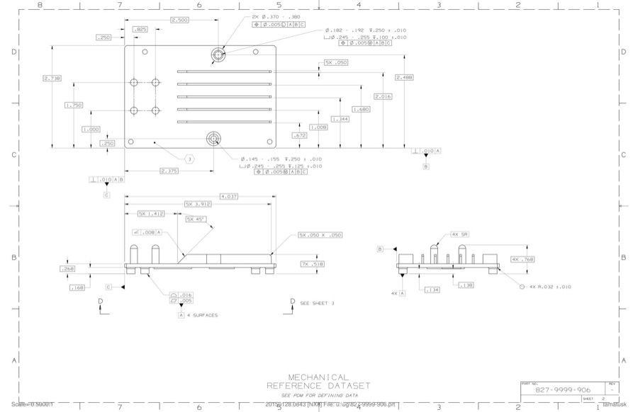 Чертёж: Радиатор верхний NIST 827-9999-906 (6061-T6)