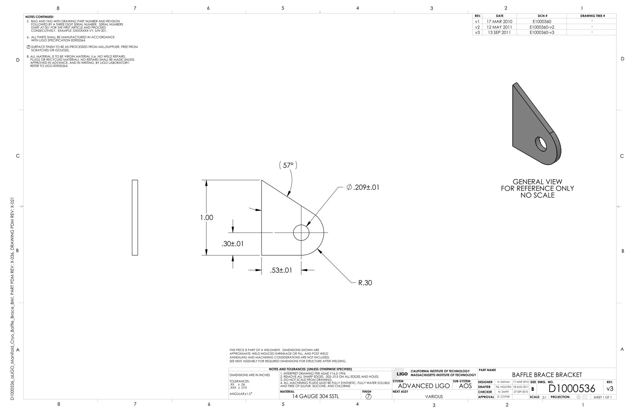Чертёж: D1000536 v3 BAFFLE BRACE BRACKET — кронштейн