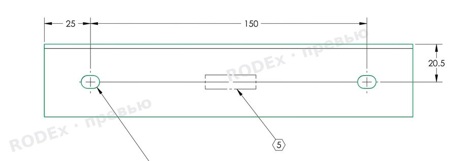 Наложение модели на чертёж: D1001531 BRACKET, UPPER LSAT TOP PLATE