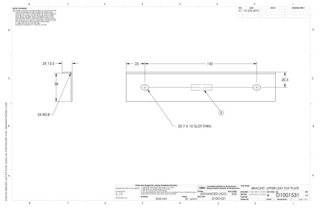 Чертёж: D1001531 BRACKET, UPPER LSAT TOP PLATE